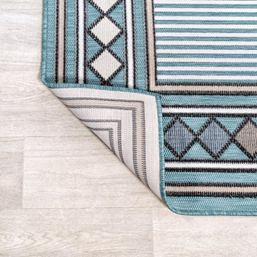 Sebastian High-low Modern Diamond Border Indoor/Outdoor Area Rug